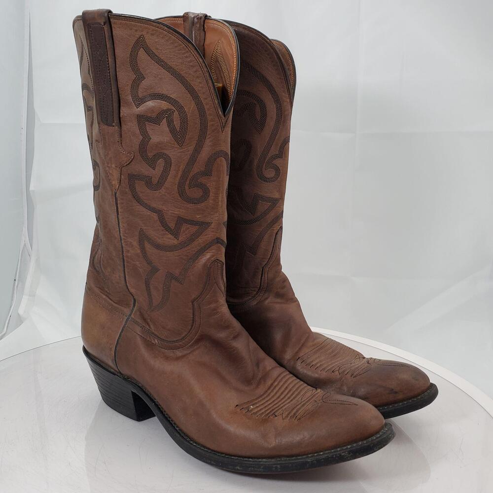 Vintage Lucchese Classic L000464 Western Boots Men 11 D Brown Leather Cowboy USA